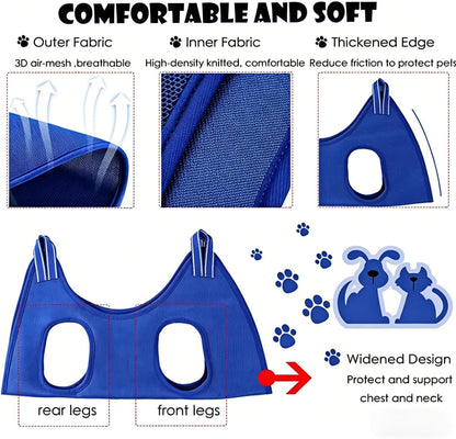 Cat Dog Grooming Hammock for Nail Trimming, Adjustable Pet Restraint Sling with Hook & Loop Straps, Safety Dog Holder for Clipping and Grooming Small Medium Pets (2Pack) (Pink, L)