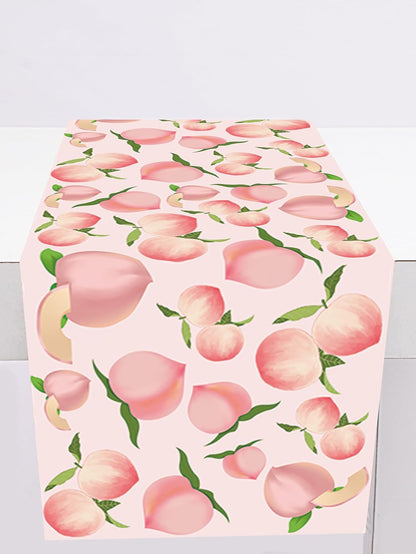 2Pcs Peach Table Runner Summer Fruit Juicy Peach Baby Shower Birthday Party Favors Supplies Decorations Table Cloth
