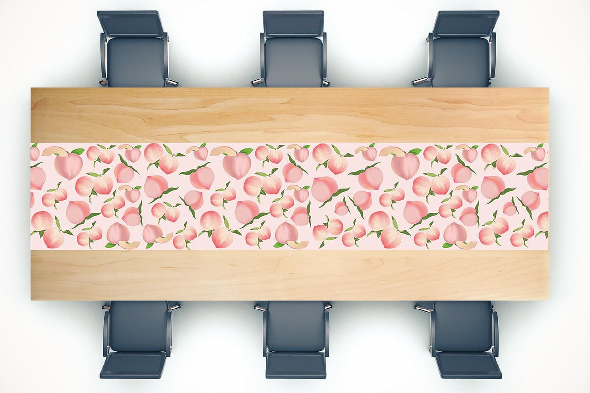 2Pcs Peach Table Runner Summer Fruit Juicy Peach Baby Shower Birthday Party Favors Supplies Decorations Table Cloth