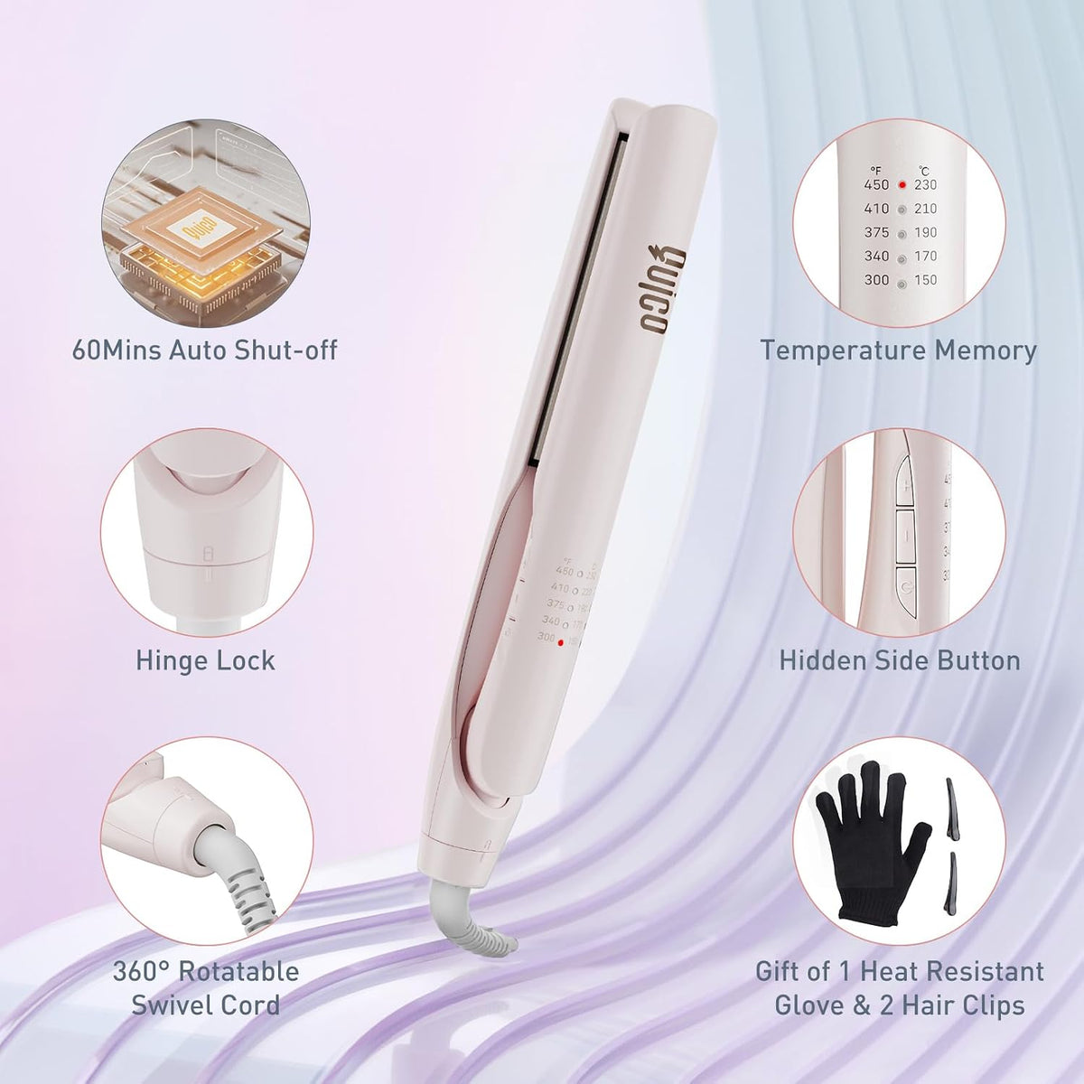 Hair Straightener, 100-240V Dual Voltage Flat Iron Hair Straightener