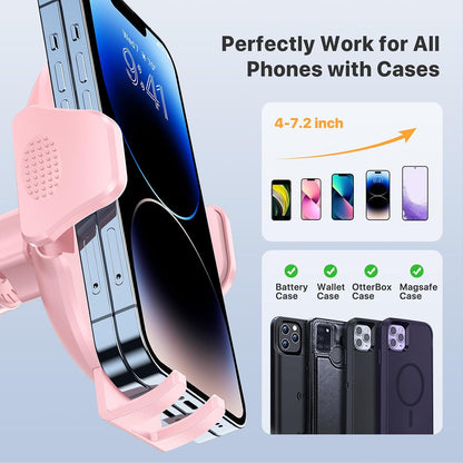 Phone Holders for Your Car with Metal Hook Clip, Cell Phone Mounts Air Vent Cell Phone Stand Car Mount, Universal Automobile Cradle Fit for iPhone Android and All Smartphones (Pink)