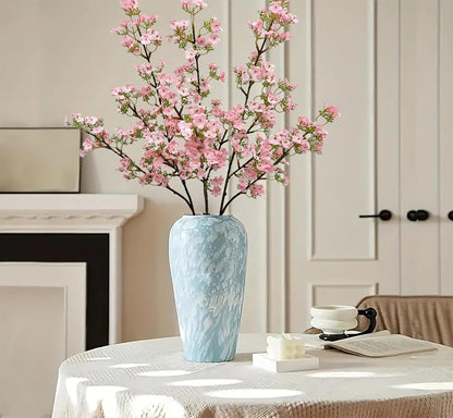 3Pcs Cherry Blossom Branches Pink Artificial Flowers for Spring Summer Indoor Decoration Faux Cherry Blossom Long Stems Silk Fake Flowers for Tall Vase Arrangements Home Wedding Party Table