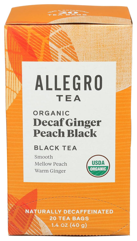 Tea, Organic Decaf Ginger Peach Black Tea Bags, 20 ct