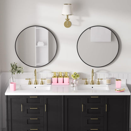 Bathroom Set - 11PC Bathroom Accessory Set, Bathroom Accessories Set, Pink Bathroom Set, Push-lid Trash Can, 3PC Soap Dispensers, Toilet Brush & Q-tip Holders