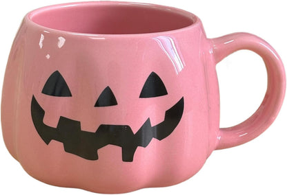 Halloween Mug Novelty Pumpkin Mug 3D Cute Ceramic Pink Cup Halloween Coffee Cup Spooky Fall Decor and Christmas Birthdays Perfect Gifts for Kids and Adults Men Women (Pink)