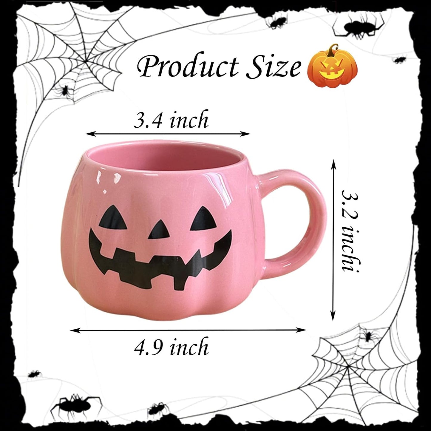 Halloween Mug Novelty Pumpkin Mug 3D Cute Ceramic Pink Cup Halloween Coffee Cup Spooky Fall Decor and Christmas Birthdays Perfect Gifts for Kids and Adults Men Women (Pink)