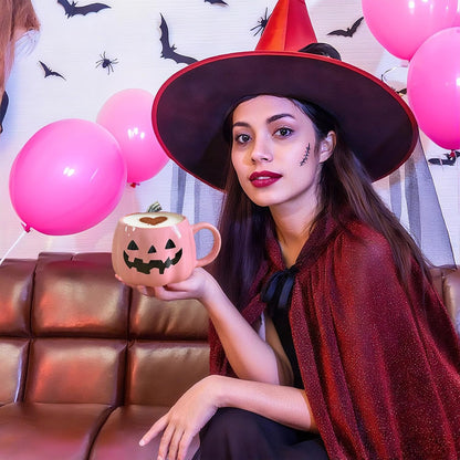 Halloween Mug Novelty Pumpkin Mug 3D Cute Ceramic Pink Cup Halloween Coffee Cup Spooky Fall Decor and Christmas Birthdays Perfect Gifts for Kids and Adults Men Women (Pink)