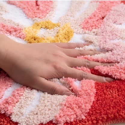 Bath Mat, Bathroom Rug, Fluffy, Soft, Non-Slip, Durable, Absorbent, Machine Washable, Irregular Shaped for Kid's Bedroom, Living Room and Bedroom, 19.7"x31.5", Peach Blossom (Pink)