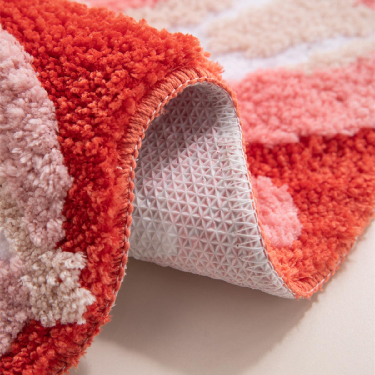 Bath Mat, Bathroom Rug, Fluffy, Soft, Non-Slip, Durable, Absorbent, Machine Washable, Irregular Shaped for Kid's Bedroom, Living Room and Bedroom, 19.7"x31.5", Peach Blossom (Pink)