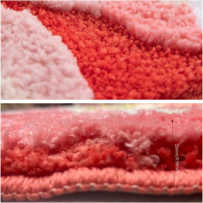 Bath Mat, Bathroom Rug, Fluffy, Soft, Non-Slip, Durable, Absorbent, Machine Washable, Irregular Shaped for Kid's Bedroom, Living Room and Bedroom, 19.7"x31.5", Peach Blossom (Pink)