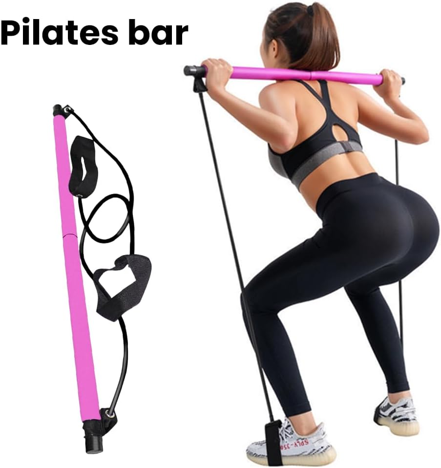 Pilates Bar Kit with Resistance Bands, at Home Workout Equipment Resistance Bands, Multifunctional Pilates Bar for Women & Men Gym Yoga Fitness Strength Training
