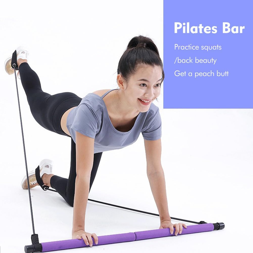 Pilates Bar Kit with Resistance Bands, at Home Workout Equipment Resistance Bands, Multifunctional Pilates Bar for Women & Men Gym Yoga Fitness Strength Training