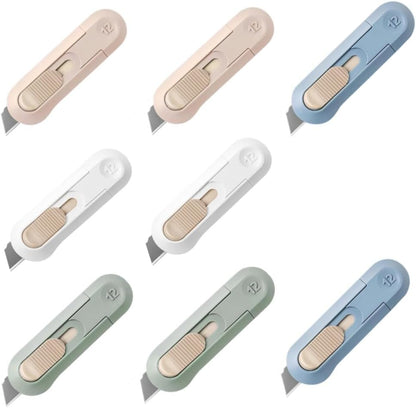 8pcs Utility Knife ，SK5 Retractable Blade Duty Box Cutter Letter Opener, Razor Sharp Cartons Cardboard Cutter Knife Perfect for Paper, Sewing, Craft, Home and Office, Blue,green,pink,white(8pcs)