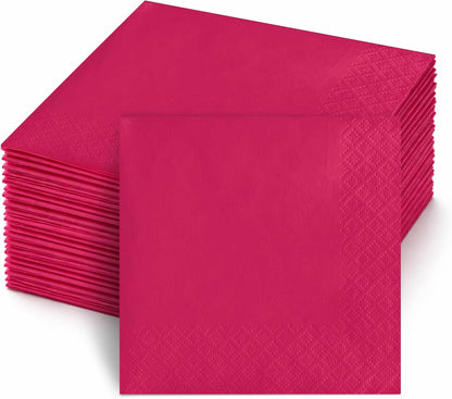 Perfect Stix Pink Beverage Napkins, 2-Ply, Disposable Cocktail Napkins for Party, Dinner, Wedding, Birthday, 50 Count