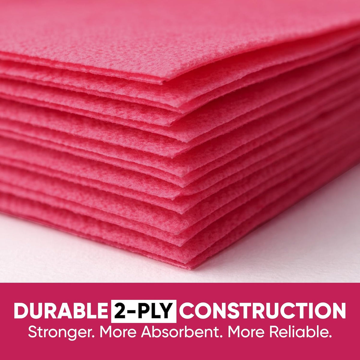 Perfect Stix Pink Beverage Napkins, 2-Ply, Disposable Cocktail Napkins for Party, Dinner, Wedding, Birthday, 50 Count