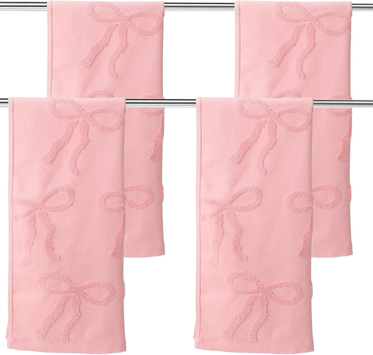 4 Pcs Pink Hand Towels for Bathroom Coquette Bow Decor Cotton Absorbent Jacquard Weave Preppy Pink Bathroom Decor Gift Set 29.52 x 13.77 Inch
