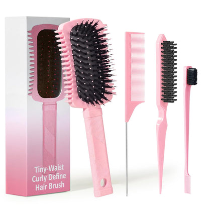 Curl Defining Brush Pink, Volume Curly Hair Brush for Effortlessly Detangling Shaping and Styling Women's Curls, Waves & Coils, Curly Hair Products, Reduce Frizz