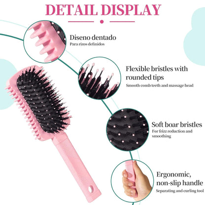 Curl Defining Brush Pink, Volume Curly Hair Brush for Effortlessly Detangling Shaping and Styling Women's Curls, Waves & Coils, Curly Hair Products, Reduce Frizz