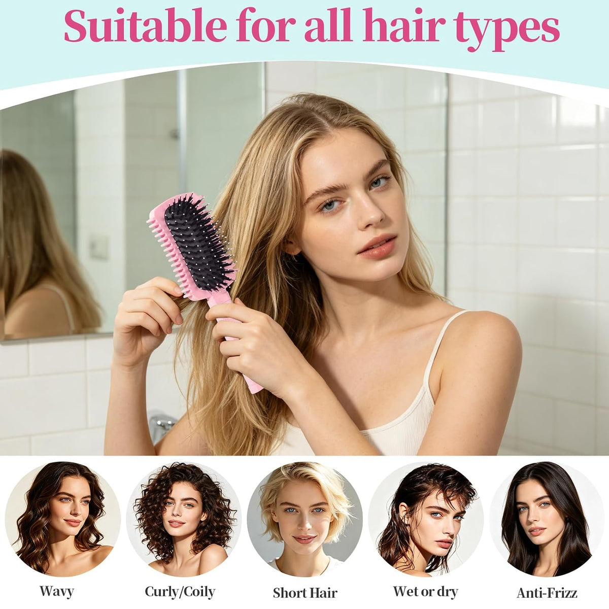 Curl Defining Brush Pink, Volume Curly Hair Brush for Effortlessly Detangling Shaping and Styling Women's Curls, Waves & Coils, Curly Hair Products, Reduce Frizz