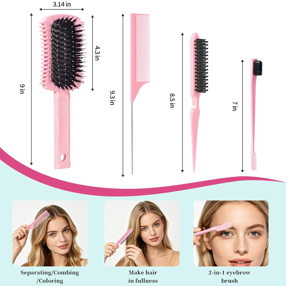 Curl Defining Brush Pink, Volume Curly Hair Brush for Effortlessly Detangling Shaping and Styling Women's Curls, Waves & Coils, Curly Hair Products, Reduce Frizz