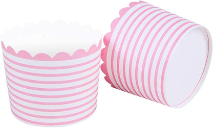 Full Size Paper Baking Cups, 6oz Pink Cupcake Liners for Cupcake Bath Bomb, Muffin Case, Great for Cupcake Baking Decoration Set of 25 (Pink Stripe)