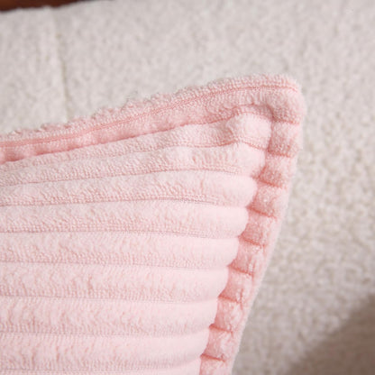 Light Pink Corduroy Throw Pillow Covers 16×16 Inch Set of 2