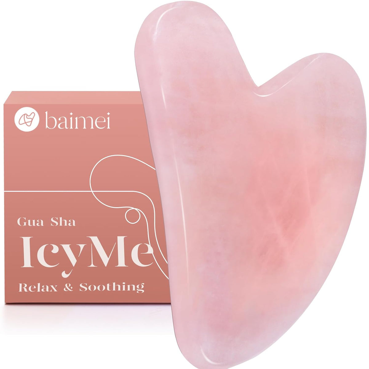 IcyMe Natural Rose Quartz Gua Sha Facial Sculpt Massage Tool-Pink