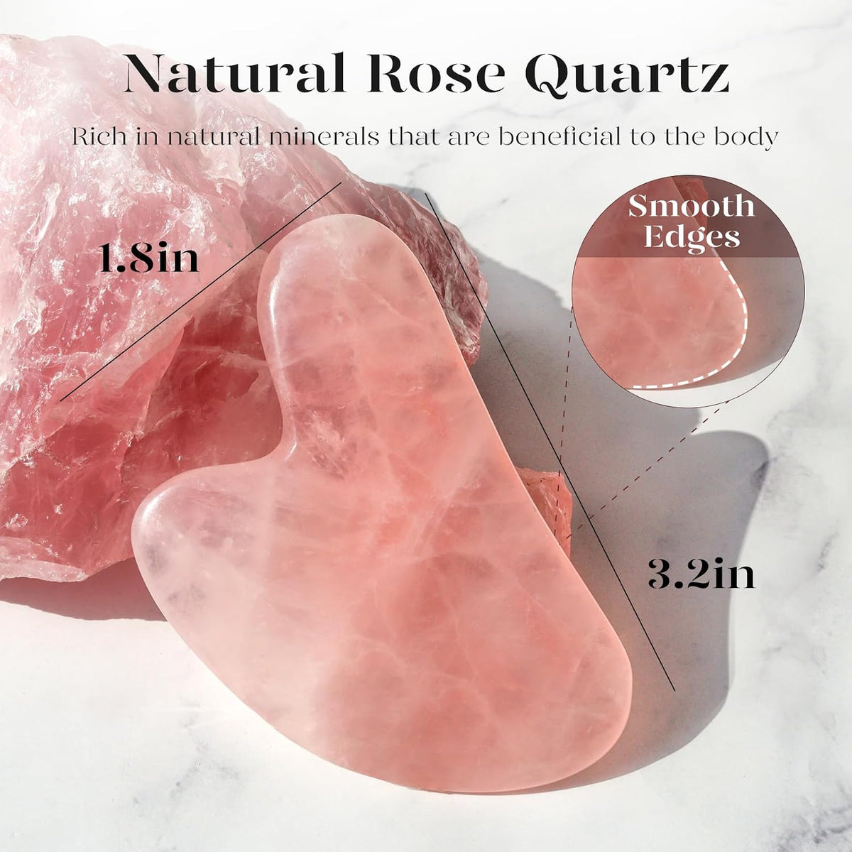 IcyMe Natural Rose Quartz Gua Sha Facial Sculpt Massage Tool-Pink