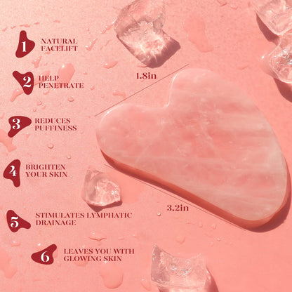 IcyMe Natural Rose Quartz Gua Sha Facial Sculpt Massage Tool-Pink