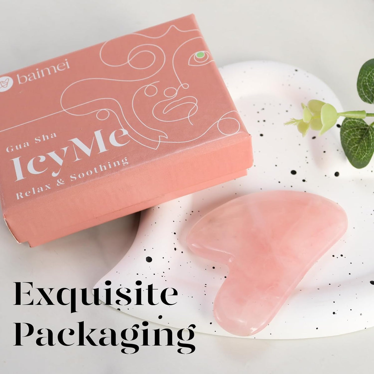 IcyMe Natural Rose Quartz Gua Sha Facial Sculpt Massage Tool-Pink