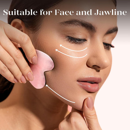 IcyMe Natural Rose Quartz Gua Sha Facial Sculpt Massage Tool-Pink