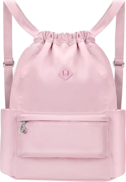 Drawstring Backpack with Wet Pocket, Sports Gym Sackpack for Women