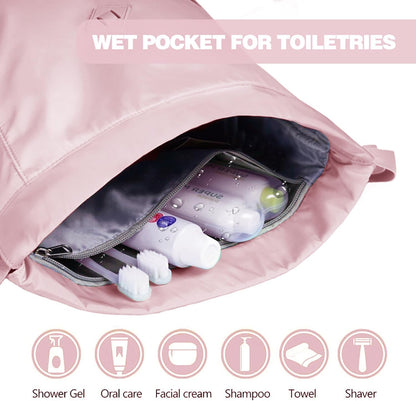 Drawstring Backpack with Wet Pocket, Sports Gym Sackpack for Women