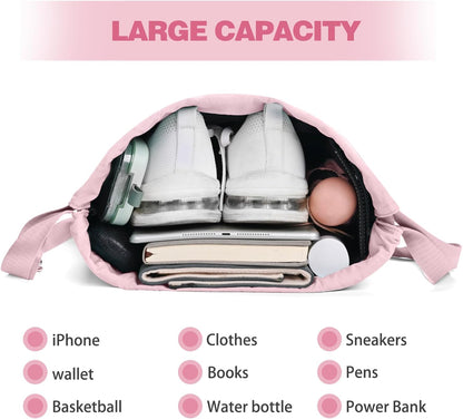 Drawstring Backpack with Wet Pocket, Sports Gym Sackpack for Women