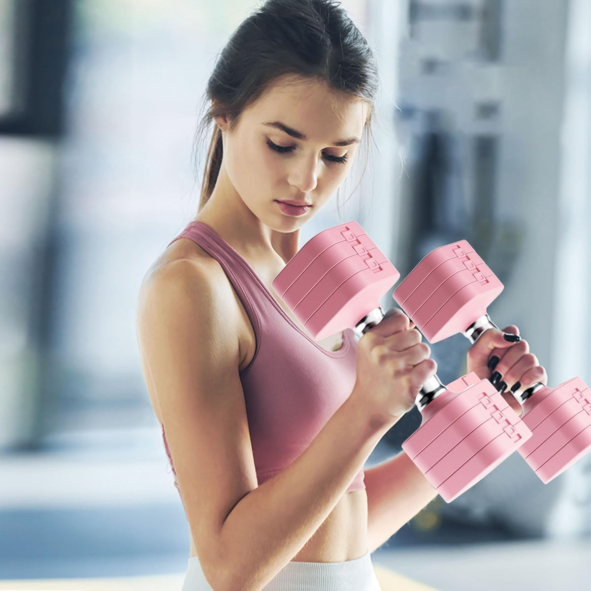 20LB Adjustable Dumbbell Set, 10lb Dumbbells Set of 2, 5 in 1 Free Weights Set, Each 4lb 6lb 8lb 10lb for Women & Men for Home Gym Exercise Workout Strength Training Equipment