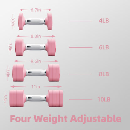 20LB Adjustable Dumbbell Set, 10lb Dumbbells Set of 2, 5 in 1 Free Weights Set, Each 4lb 6lb 8lb 10lb for Women & Men for Home Gym Exercise Workout Strength Training Equipment