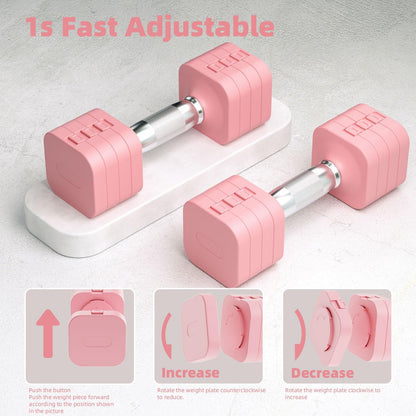 20LB Adjustable Dumbbell Set, 10lb Dumbbells Set of 2, 5 in 1 Free Weights Set, Each 4lb 6lb 8lb 10lb for Women & Men for Home Gym Exercise Workout Strength Training Equipment