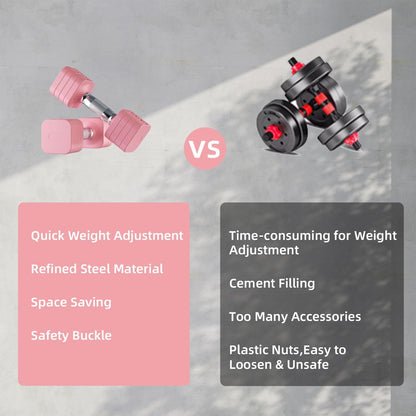 20LB Adjustable Dumbbell Set, 10lb Dumbbells Set of 2, 5 in 1 Free Weights Set, Each 4lb 6lb 8lb 10lb for Women & Men for Home Gym Exercise Workout Strength Training Equipment
