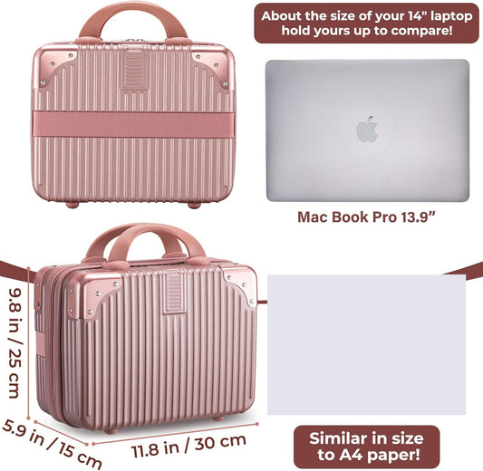 14in Portable Makeup Travel Case Hand Luggage with Elastic Band