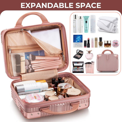 14in Portable Makeup Travel Case Hand Luggage with Elastic Band