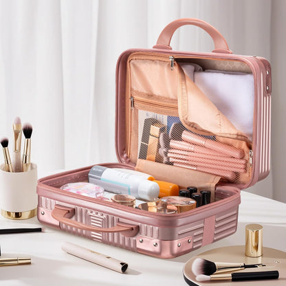 14in Portable Makeup Travel Case Hand Luggage with Elastic Band