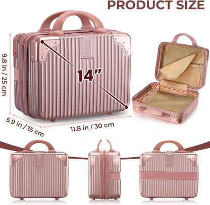 14in Portable Makeup Travel Case Hand Luggage with Elastic Band