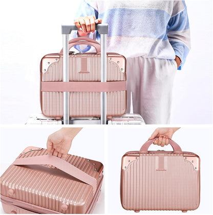 14in Portable Makeup Travel Case Hand Luggage with Elastic Band