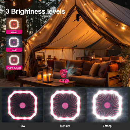 Portable Camping Fan with Light, 20000mAh Rechargeable Battery Fan