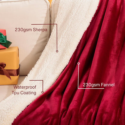 Waterproof Twin Size Blankets for Bed 60'' x 80'', Stain Proof Bed or Couch Cover, Water Resistant Mattress or Furniture Protector Large Size for Twin, Queen, King Beds(Red)