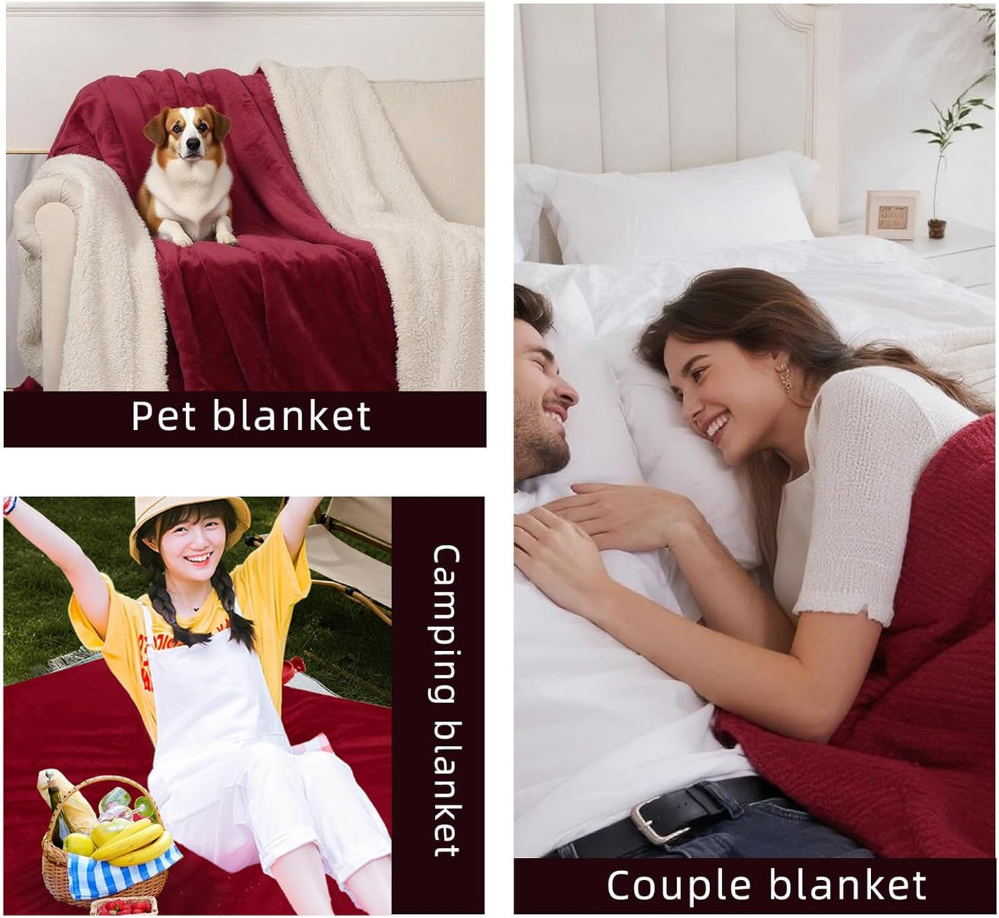 Waterproof Twin Size Blankets for Bed 60'' x 80'', Stain Proof Bed or Couch Cover, Water Resistant Mattress or Furniture Protector Large Size for Twin, Queen, King Beds(Red)