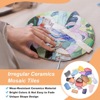 500g/1.1LB Irregular Ceramics Mosaic Tiles, 0.79"-1.57" Mosaic Stained Tile Broken Porcelain Pieces Stones Bulk for DIY Craft Making Vases Home Decoration, Purple Pink