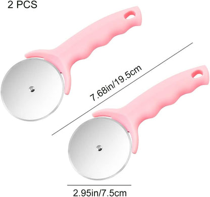 Pizza Cutter Wheel, 2 PCS Kitchen Premium Stainless Steel Pink Pizza Cutter, Super Sharp Blade Pizza Slicer, Easy To Clean & Cut Pizza Wheel, Non-Slip Handle