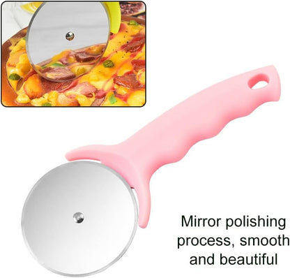 Pizza Cutter Wheel, 2 PCS Kitchen Premium Stainless Steel Pink Pizza Cutter, Super Sharp Blade Pizza Slicer, Easy To Clean & Cut Pizza Wheel, Non-Slip Handle