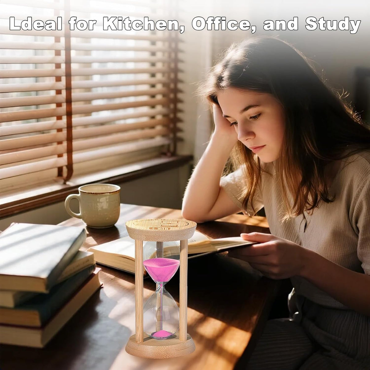 Wooden Sand Timers 2 Minute Hourglass,Bamboo Mini Pink Sand Clock for Decor, Small Reloj De Arena for Kitchen, Office, Toothbrush, Classroom